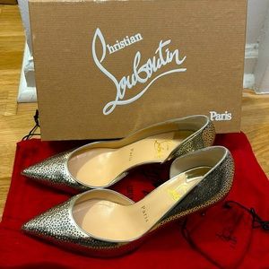 CHRISTIAN LOUBOUTIN Galupump Specchio/glitter Mini 70 Light Gold, Size 37 / US 7
